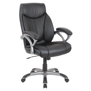 Alera ALEFD41B19 18.62 in. to 22.56 in. Seat Height Fulford Bonded Leather High-Back Managers Chair Supports 275 lbs. - Black Seat/Back, Silver Base