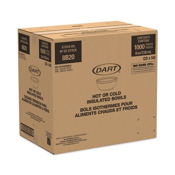 Dart 8B20 8 oz Round Foam Bowls - White (50/Pack, 20 Packs/Carton)