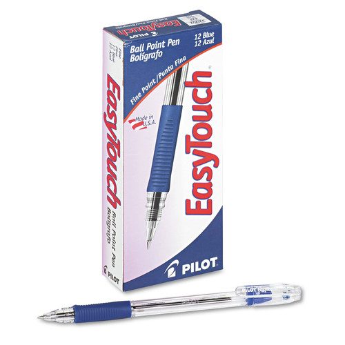 Pens | Pilot 32002 EasyTouch Fine 0.7 millimeter Stick Ballpoint Pen - Blue Ink/Clear/Blue Barrel (1-Dozen) image number 0