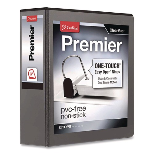 Just Launched | Cardinal 10331 Premier Easy Open 3 in. Capacity 11 in. x 8-1/2 in. 3 Ring ClearVue Locking Slant-D Ring Binder - Black image number 0