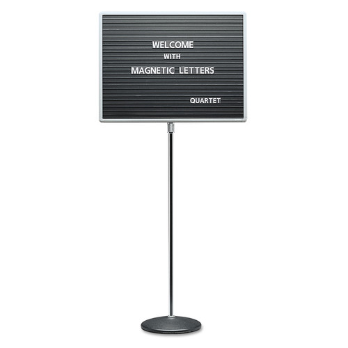 Bulletin Boards | Quartet 7921M 24 in. x 18 in. Adjustable Single-Pedestal Magnetic Letter Board - Black Surface/Gray Aluminum Frame image number 0