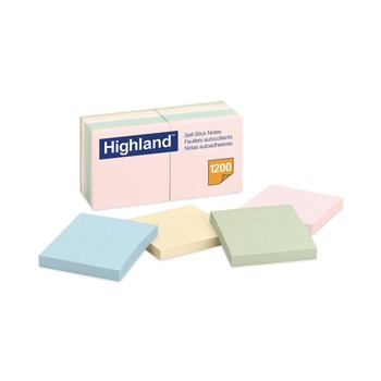 PRODUCTS | Highland 6549A 3 in. x 3 in. Self-Stick Notes - Assorted Pastel Colors (12 Pads/Pack)