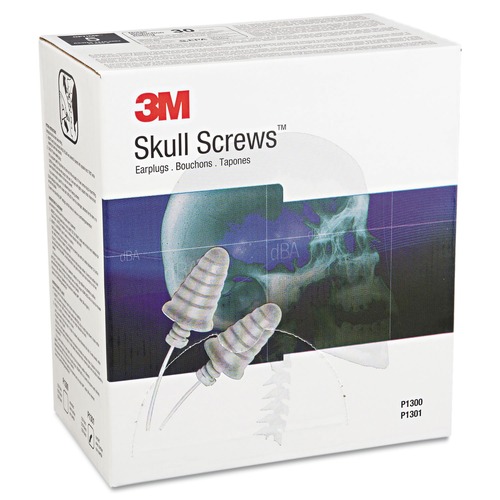 Safety & First Aid | 3M P1301 32 dB NRR E-A-R Skull Screws Corded Earplugs - Gray (120/Box) image number 0