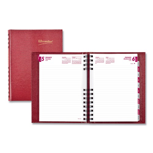 Notebooks & Pads | Brownline CB389C.RED 12-Month (Jan to Dec): 2026 8.25 in. x 5.75 in. CoilPro Ruled Daily Planner - Red Cover image number 0