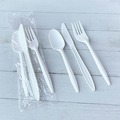 Cutlery | Boardwalk BWK3KITWHPS 3-Piece Mediumweight Fork/Knife/Teaspoon Cutlery Kit - White (250/Carton) image number 4