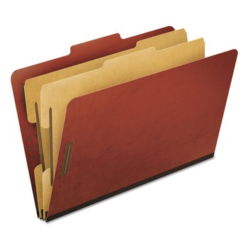 Pendaflex 2257R 2 in. Expansion Six-Section Pressboard Classification Folders - Legal Size/Red Exterior (10/Box)