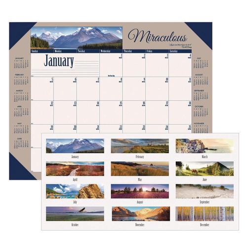 Back to School Sale | House of Doolittle 175 Earthscapes 22 in. x 17 in. 12-Month (Jan-Dec) 2026 Recycled Monthly Desk Pad Calendar - Motivational Photos image number 0
