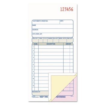  | Adams TC3705 3.25 x 7.13 Three-Part Carbonless Sales Order Pad, 50 Forms Total