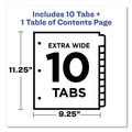 Back to School Sale | Avery 11165 Ready Index 11 in. x 9.25 in. 10-Tab 1 to 10 Extra Wide Tabs Customizable TOC Dividers - Multicolor Tabs/White (1-Set) image number 7