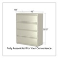 Office Filing Cabinets & Shelves | Alera 25508 42 in. x 18.63 in. x 52.5 in. 4 Legal/Letter Size Lateral File Drawers - Putty image number 5