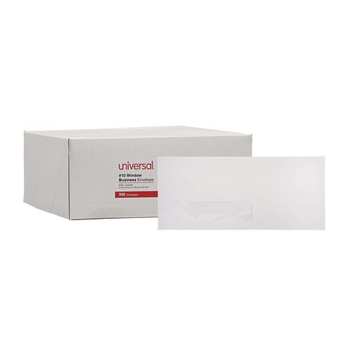 Back to School Sale | Universal UNV35211 4.13 in. x 9.5 in. #10 Commercial Flap Open-Side Gummed Business Envelope - White (500/Box) image number 0