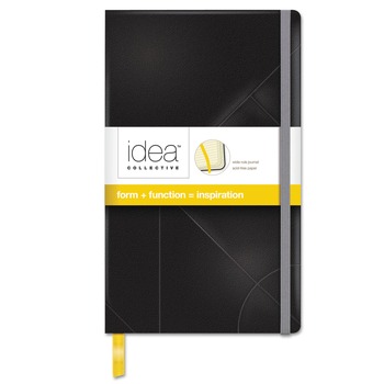 JOURNALS AND DIARIES | TOPS 56872 Idea Collective 5 in. x 8.25 in. Hardcover Journal with Elastic Closure - Wide/Legal, Black Cover/Yellow Pad (120 Sheets/Book)