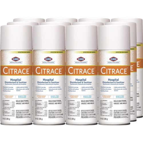 Disinfectants | Clorox Healthcare 49100 14 oz. Aerosol Citrus Citrace Hospital Disinfectant and Deodorizer (12/Carton) image number 0