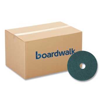 Boardwalk BWK4018GRE 18 in. Diameter Heavy-Duty Scrubbing Floor Pads - Green (5/Carton)