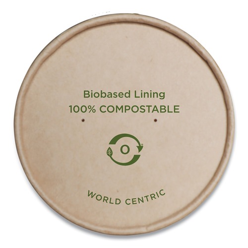 Food Trays, Containers, and Lids | World Centric BOLPA8K 3.6 in. Diameter Paper Lids for Bowls - Brown (500/Carton) image number 0