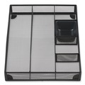 Desktop Organizers | Universal UNV20021 15 in. x 11.88 in. x 2.5 in. 6 Compartments Metal Mesh Drawer Organizer - Black image number 0
