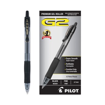 JUST LAUNCHED | Pilot 31020 G2 Premium Retractable 0.7 mm Gel Ink Pen - Fine, Black (Dozen)
