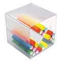 Just Launched | Deflecto 350201 6 in. x 7.2 in. x 6 in. 4 Compartments X Divider Stackable Plastic Cube Organizer - Clear image number 4