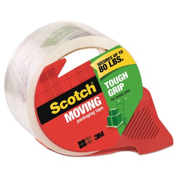 PACKING TAPES | Scotch 3500-RD 1.88 in. x 54.6 yards 3 in. Core Tough Grip Moving Packaging Tape with Dispenser - Clear (1-Roll)