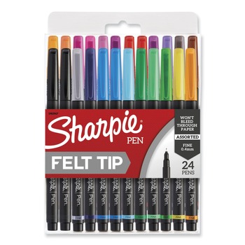 Sharpie 1983967 Art Pen Fine 0.4 mm Porous Point Pen - Assorted Ink Colors (24/Pack)