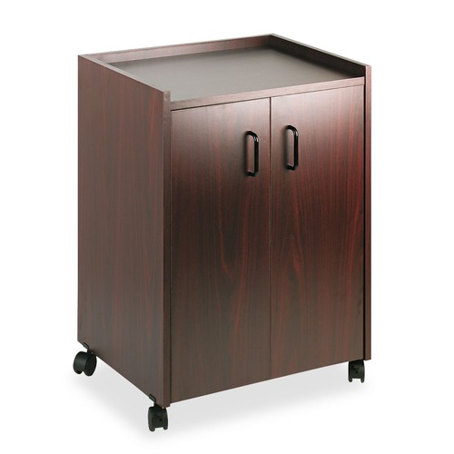 Office Filing Cabinets & Shelves | Safco 8953MH 23 in. x 18 in. x 31 in. 3 Shelves Engineered Wood Mobile Refreshment Center - Mahogany image number 0