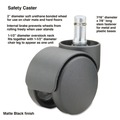 Office Cable Management | Master Caster 64335 2 in. Soft Polyurethane Wheel Oversized Neck Grip Ring Type B Stem Safety Casters - Matte Black (1-Set) image number 1