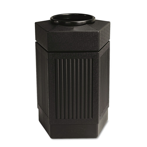 Trash & Waste Bins | Safco 9485BL 30 Gallon Polyethylene Canmeleon Indoor/Outdoor Pentagon Receptacle - Black image number 0