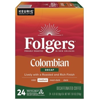 Folgers 5000363988 100% Colombian Decaf Coffee K-Cups (24/Box)