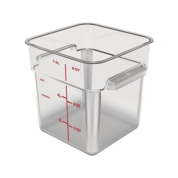 Carlisle 1195307 8.75 in. x 8.75 in. x 9 in. 8 qt. Squares Polycarbonate Food Storage Container - Clear