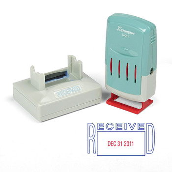 PRODUCTS | Xstamper ECO-GREEN 66211 VersaDater 2.13 in. x 1.31 in. RECEIVED Message Dater - Blue/Red