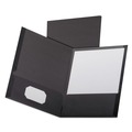 File Folders | Oxford 53406EE Linen Finish Twin Pocket Letter Folders - Black (25/Box) image number 0