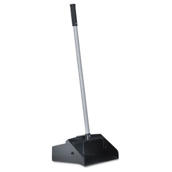 DUST PANS | Boardwalk 528101 34 in. Plastic/Aluminum Handle 11-3/4 in. Wide Lobby Dust Pan - Black/Silver