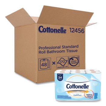 TOILET PAPER | Cottonelle 12456 Clean Care Septic Safe 1-Ply Bathroom Tissue - White (48-Box/Carton 170-Sheet/Roll)