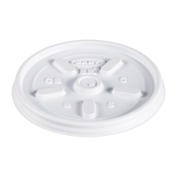 Dart 8JL Vented Plastic Lids for 8 oz. to 10 oz. Hot/Cold Foam Cups - White (100/Pack, 10 Packs/Carton)
