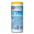 Hand Wipes | Clorox 01594 7 in. x 8 in. 1-Ply Disinfecting Wipes - Crisp Lemon, White (35/Canister) image number 2