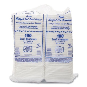 FOOD TRAYS CONTAINERS LIDS | Dart 80HT1R 7.5 in. x 8 in. x 2.2 in. Foam Hinged Lid Containers - White (200/Carton)