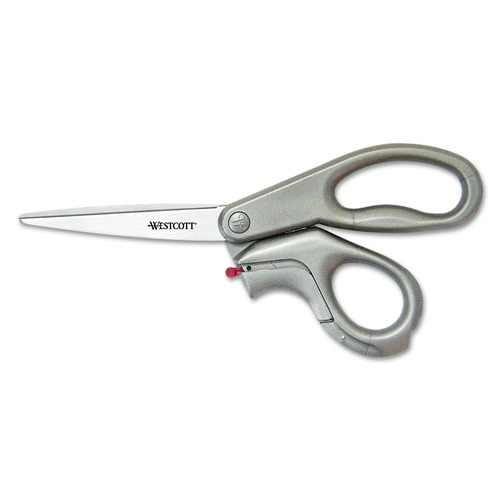 Arts & Crafts Supplies | Westcott 13227 E-Z Open 8 in. Long 3.25 in. Cut Length Box Opener Stainless Steel Shears - Offset Gray Handle image number 0