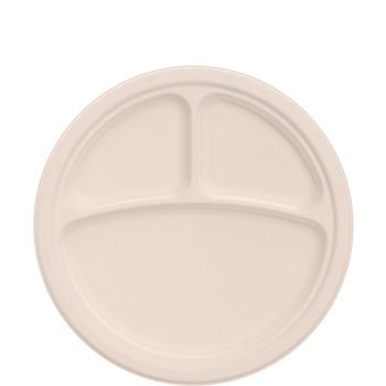 Dart 10FBRP3 10.2 in. Diameter 3-Compartment ProPlanet Seal Compostable Fiber Dinnerware Plate - Natural (500/Carton)