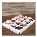 Food Trays, Containers, and Lids | SCT 10016 9.88 in. x 13.88 in. x 0.88 in. 12-Compartments Paper Cupcake Holder Inserts - White/Brown (200/Bundle) image number 4