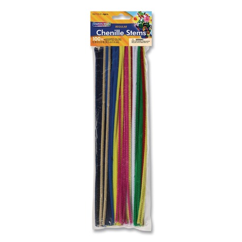 Cutlery | Creativity Street PAC711201R 12 in. x 4 mm Metal Wire/Polyester Regular Stems - Assorted Colors (100/Pack) image number 0