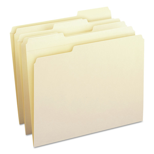File Folders | Smead 10347 0.75 in. Expansion 100 Percent Recycled Reinforced 1/3-Cut Top Tab File Folders - Letter Size/Manila (100/Box) image number 0