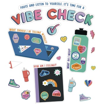 Carson-Dellosa 110584 51-Piece 14.1 in. x 17.9 in. We Stick Together: Vibe Check Decorative Bulletin Board Set - Multicolor