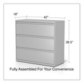 Office Filing Cabinets & Shelves | Alera 25506 42 in. x 18.63 in. x 40.25 in. 3 Legal/Letter/A4/A5 Size Lateral File Drawers - Light Gray image number 4