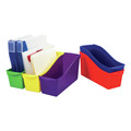 Boxes & Bins | Storex 70105U06C 4.75 in. x 12.63 in. x 7 in. Interlocking Book Bins with Clear Label Pouches - Assorted Colors (5/Pack) image number 2