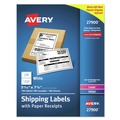 Labels | Avery 27900 5.06 in. x 7.63 in. Inkjet/Laser Printers Shipping Labels with Paper Receipt Bulk Pack - White (100/Box) image number 0