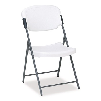 Iceberg 64003 Rough n Ready 15.25 in. Seat Height Supports Up to 350 lbs. Commercial Folding Chair - Platinum Seat/Back, Black Base