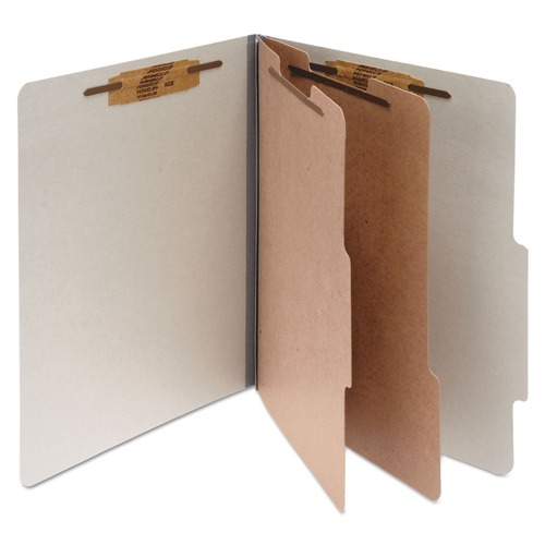Filing & Folders | ACCO A7015056 3 in. Expansion Pressboard Letter Size 6-Fastener Classification Folders - Mist Gray Exterior (10/Box) image number 0