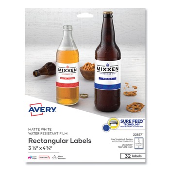 Avery 22827 3.5 in. x 4.75 in. Removable Print-to-the-Edge Labels with Sure Feed - White (32/Pack)
