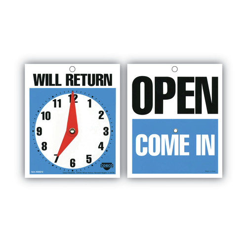Floor Signs & Safety Signs | Cosco 098010 5 in. x 6 in. Will Return Later Sign - Blue image number 0