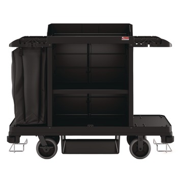  | Suncast Commercial HKC1000 24 in. x 62.13 in. x 49.75 in. 1 Shelf Plastic Standard Housekeeping Cart - Black